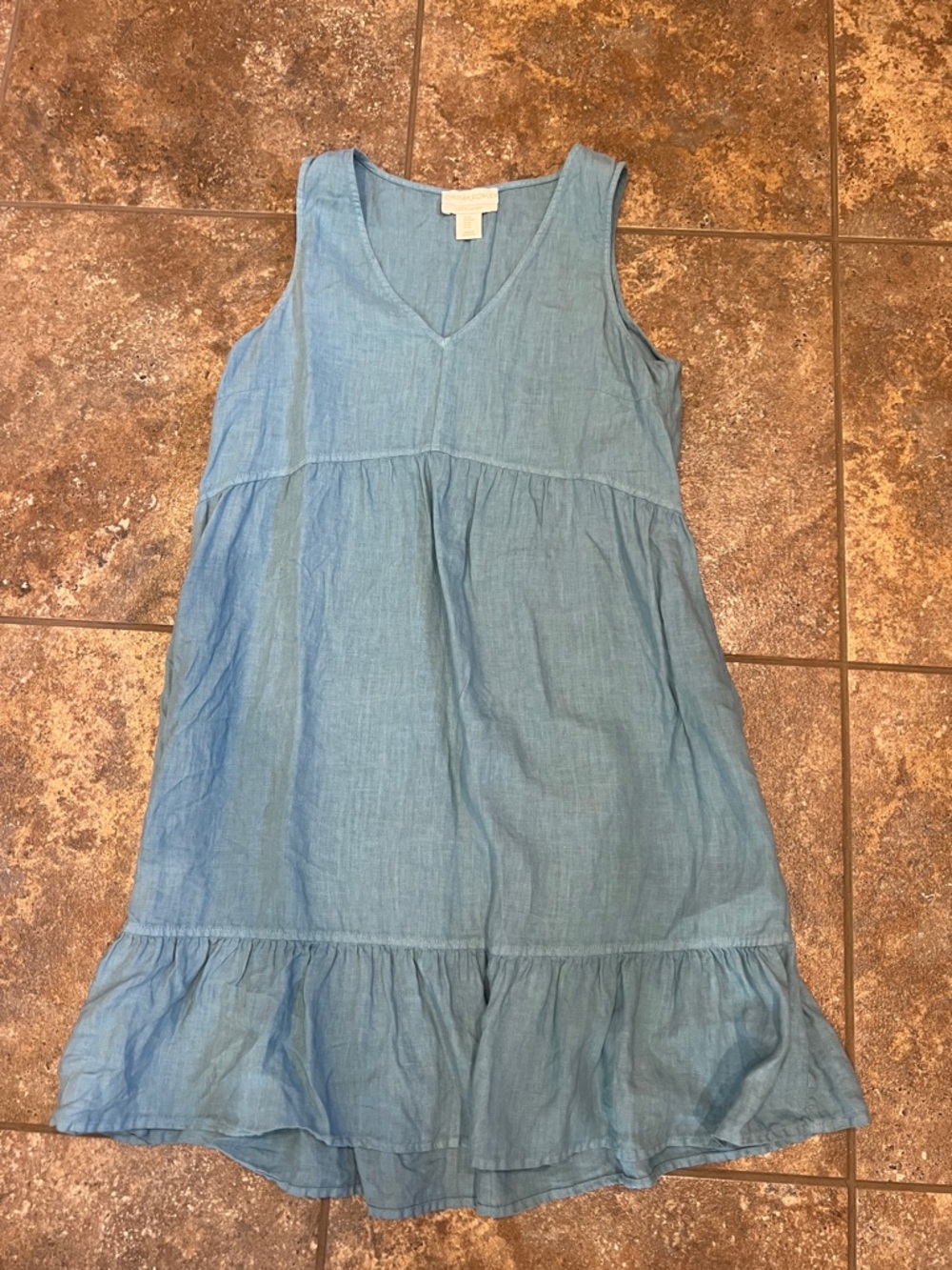Cynthia Rowley Blue Linen V-Neck Dress